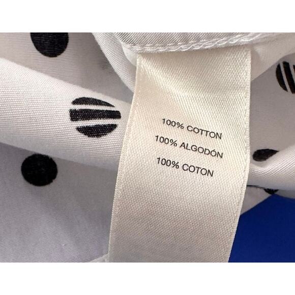 Chico's XL No Iron Size 3 Button Front Shirt White with Black Dotted 100% Cotton - Picture 5 of 8